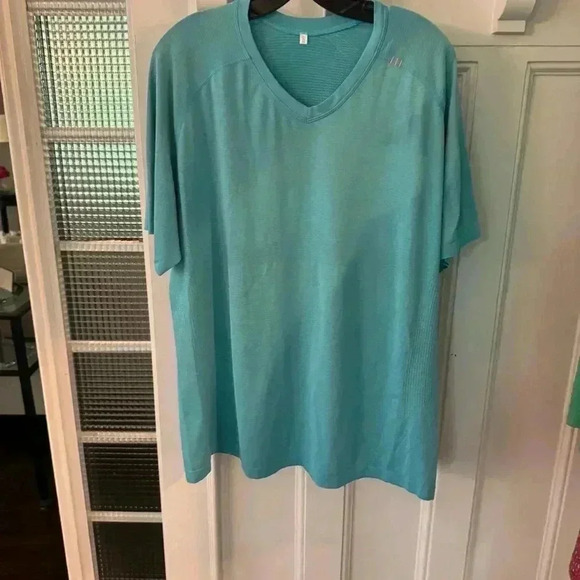 Lululemon men’s performance short sleeve tee shirt Aqua blue size XXL - Picture 2 of 9